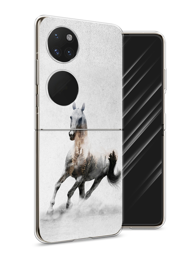 

Чехол Awog на Huawei P50 pocket "Лошадь лес", Серый;черный, 6107450-2