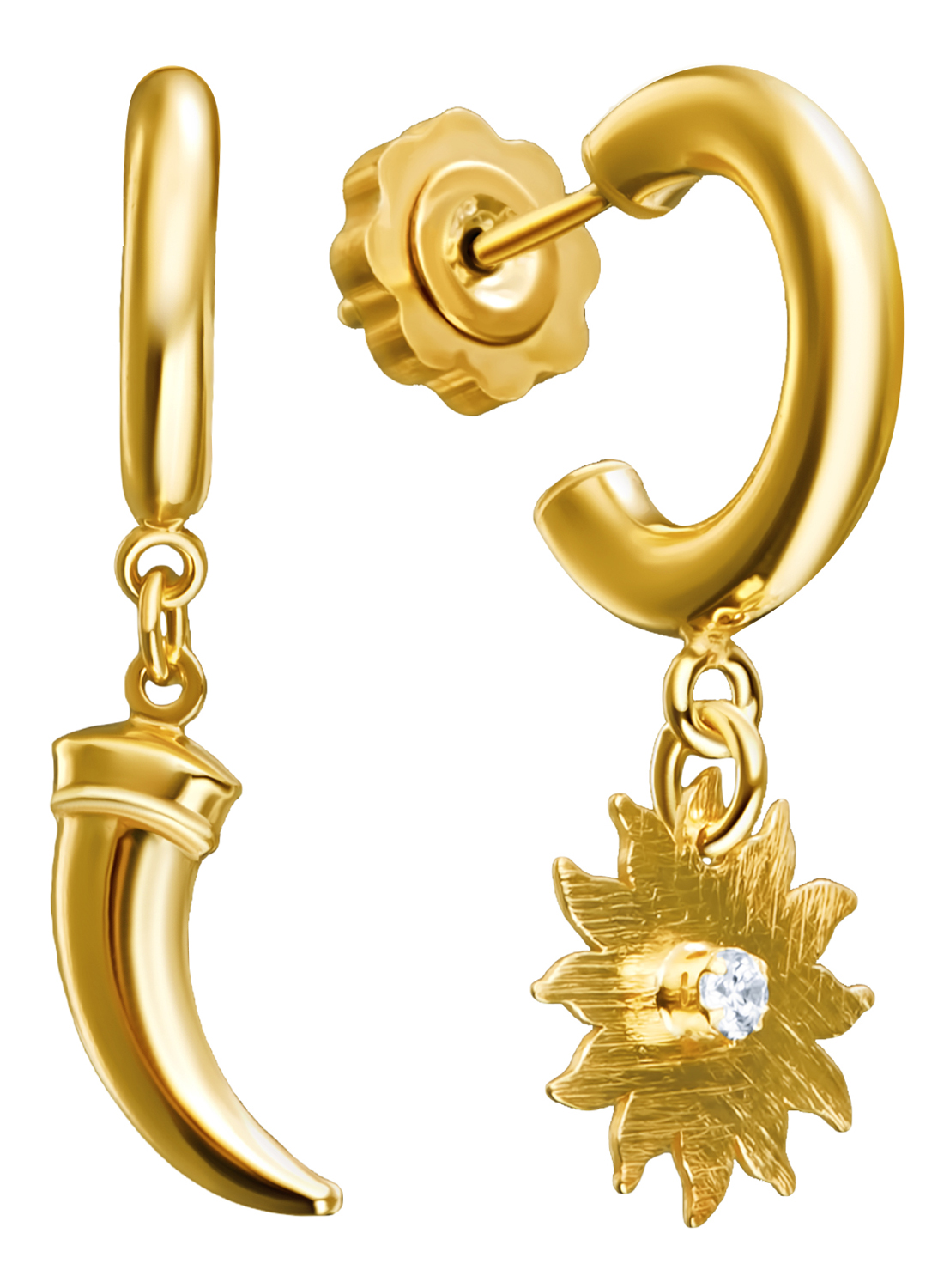 

Серьги из серебра с фианитом JV ES171-YG-SR-YG, ES171-YG-SR-YG