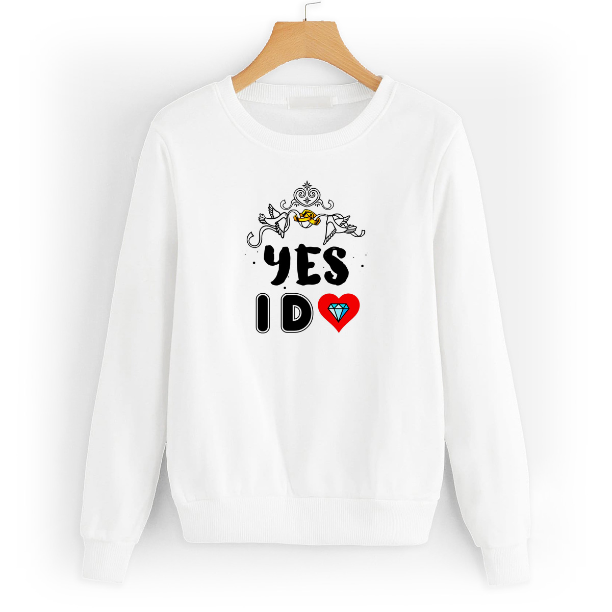 

Свитшот белый CoolPodarok YES I DO, 0W043508