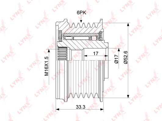

LYNXAUTO Шкив генератора NISSAN TEANA J32/X-TRAIL T30-T32 2.5 2002 =