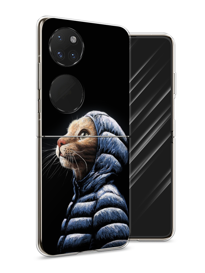 

Чехол Awog на Huawei P50 pocket "Кот в капюшоне", Черный;бежевый;синий, 6107450-2