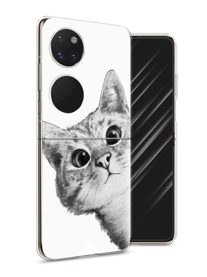 

Чехол Awog на Huawei P50 pocket "Кот рисунок черно-белый", Черный, 6107450-1