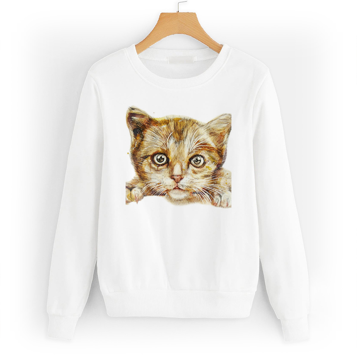 

Свитшот белый CoolPodarok Кот взгляд, 0W015715