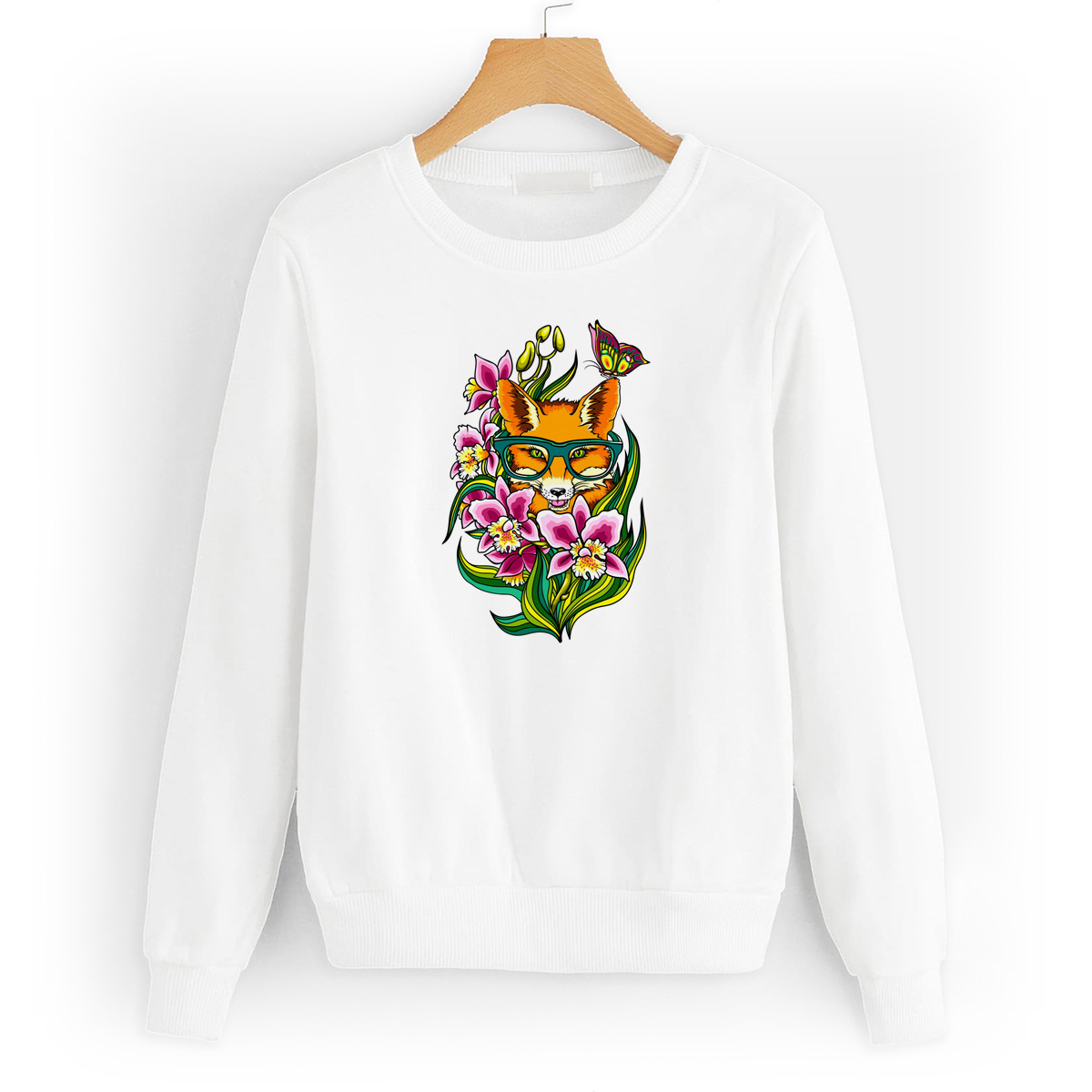 

Свитшот белый CoolPodarok Иллюстрация. Лиса в цветах, W0151429