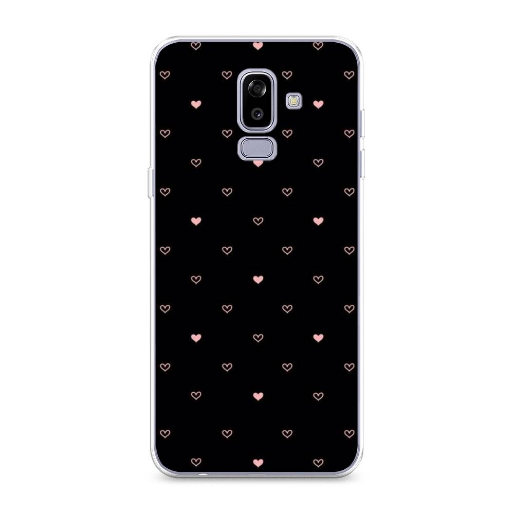 

Чехол Awog на Samsung Galaxy J8 "Черный фон и сердечки", Розовый;серый;черный, 26550-3