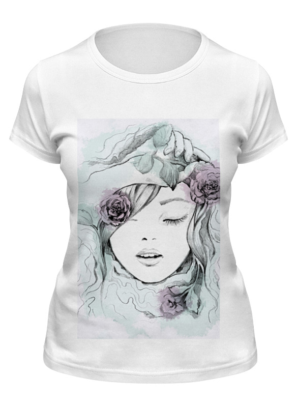 Футболка женская Printio Красивая девушка с цветами. белая M, Красивая девушка с цветами.