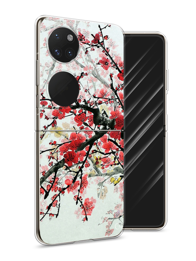 

Чехол Awog на Huawei P50 pocket "Сакура", Розовый;черный, 6107450-4