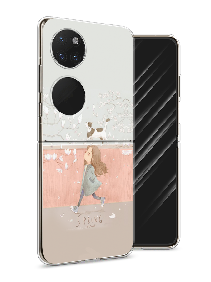 

Чехол Awog на Huawei P50 pocket "Девочка-весна", Серый, 6107450-7