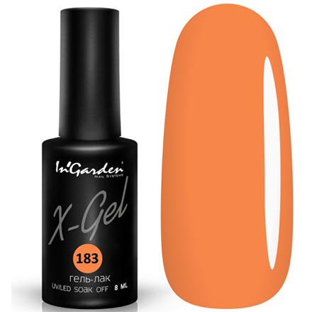 Купить Гель лак для ногтей In’Garden X-Gel N° 183 шеллак ярко-оранжевый плотный 8 мл, In'Garden