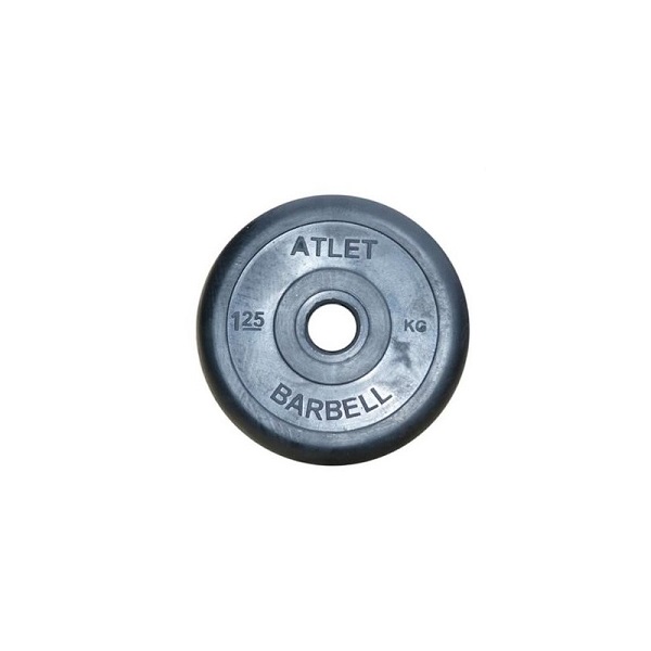 фото Диск обрезиненный "atlet" d 51 мм чёрный 1,25 кг mb barbell