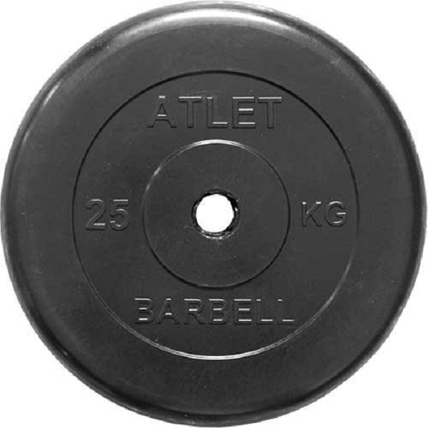 фото Диск atlet 31 мм, 25 кг, обрезиненный, черный mb barbell