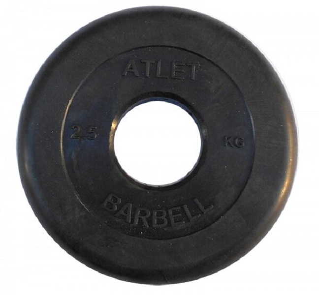 фото Диск atlet 26 мм, 2,5 кг, обрезиненный, черный mb barbell