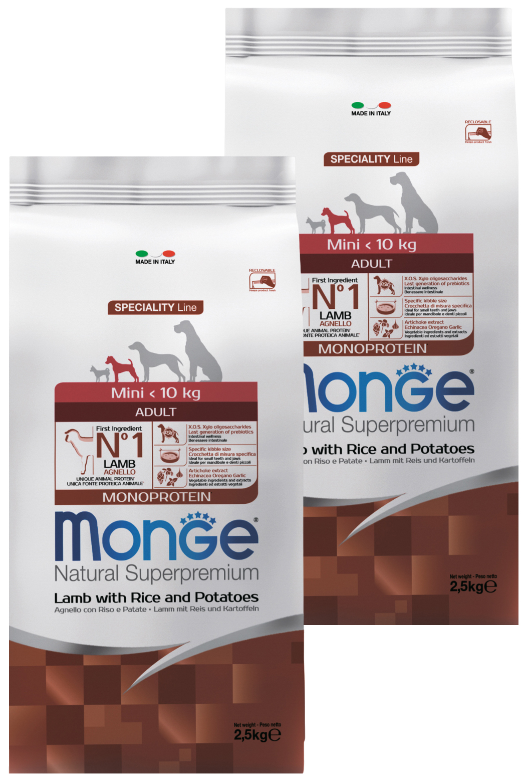

MONGE MONGE SPECIALITY DOG MINI ADULT LAMB для взрослых собак маленьких пород с ягненком,