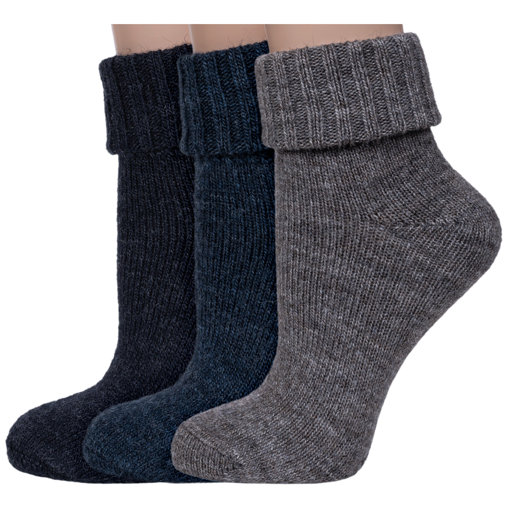 Комплект носков женских Rusocks 3-Ж-195 черных; синих; серых; коричневых 23-25