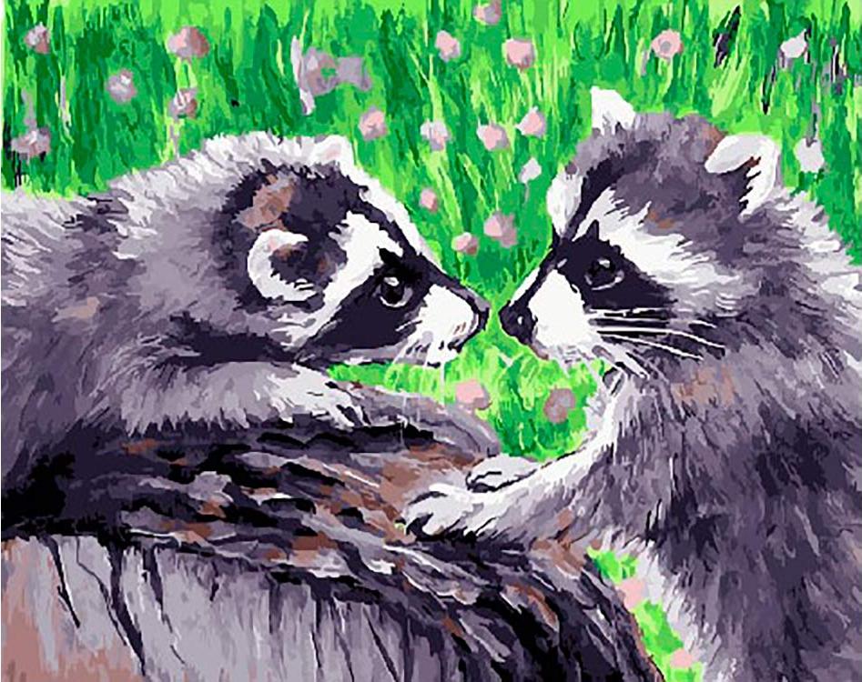 

Картина по номерам Paintboy Пара енотов, 40x50 см, Пара енотов
