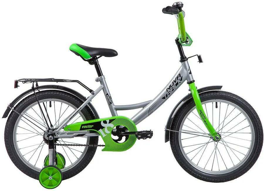 

Велосипед NOVATRACK Vector (2022), городской (детский), рама 18", колеса 18", серебристый,