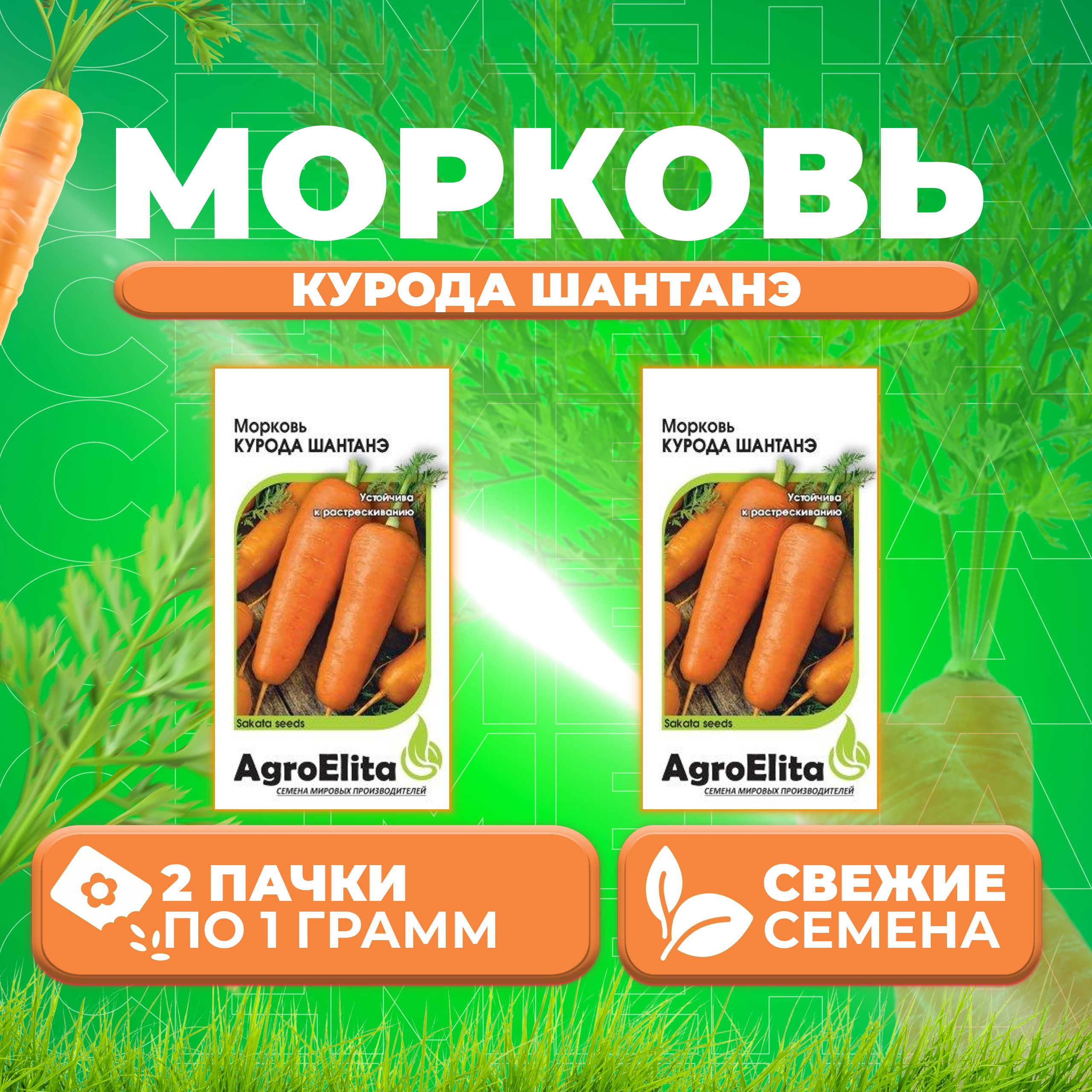 Семена морковь Курода Шантанэ AgroElita 1999943063-2 2 уп 279₽