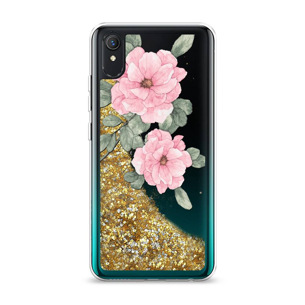 

Жидкий чехол с блестками "Акварельные розовые цветы" на Vivo Y1s, 263290-1