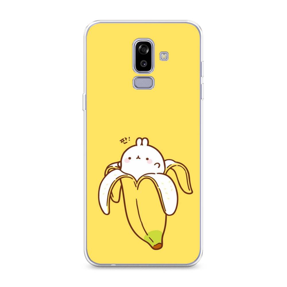 

Чехол Awog на Samsung Galaxy J8 "Зайчик-бананчик", Желтый;белый, 26550-2
