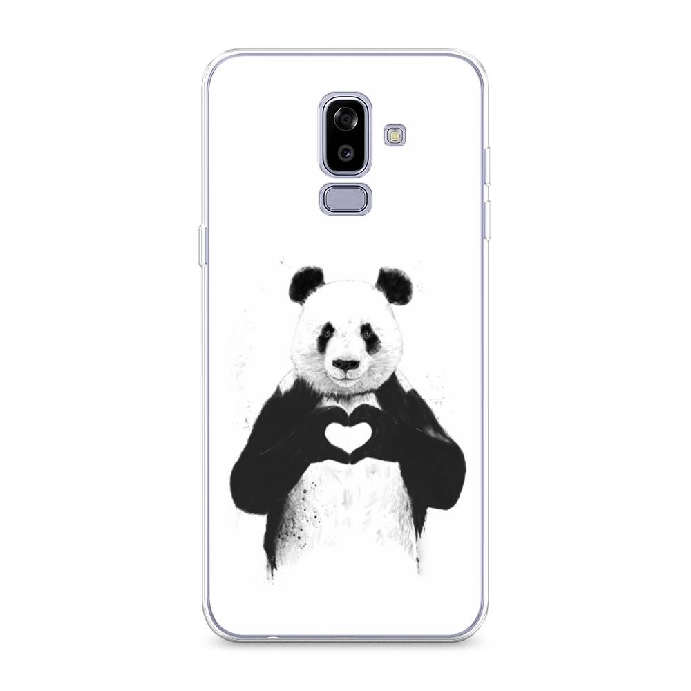 

Чехол Awog на Samsung Galaxy J8 "Панда love", Серебристый, 26550-10