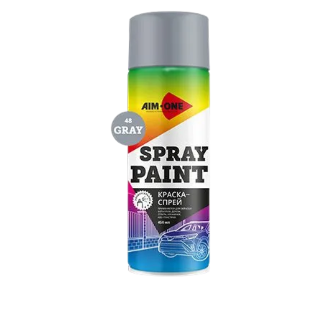 Автомобильная краска AIM-ONE Краска-спрей серая 450мл аэрозоль Spray paint gray SP-G48 690₽