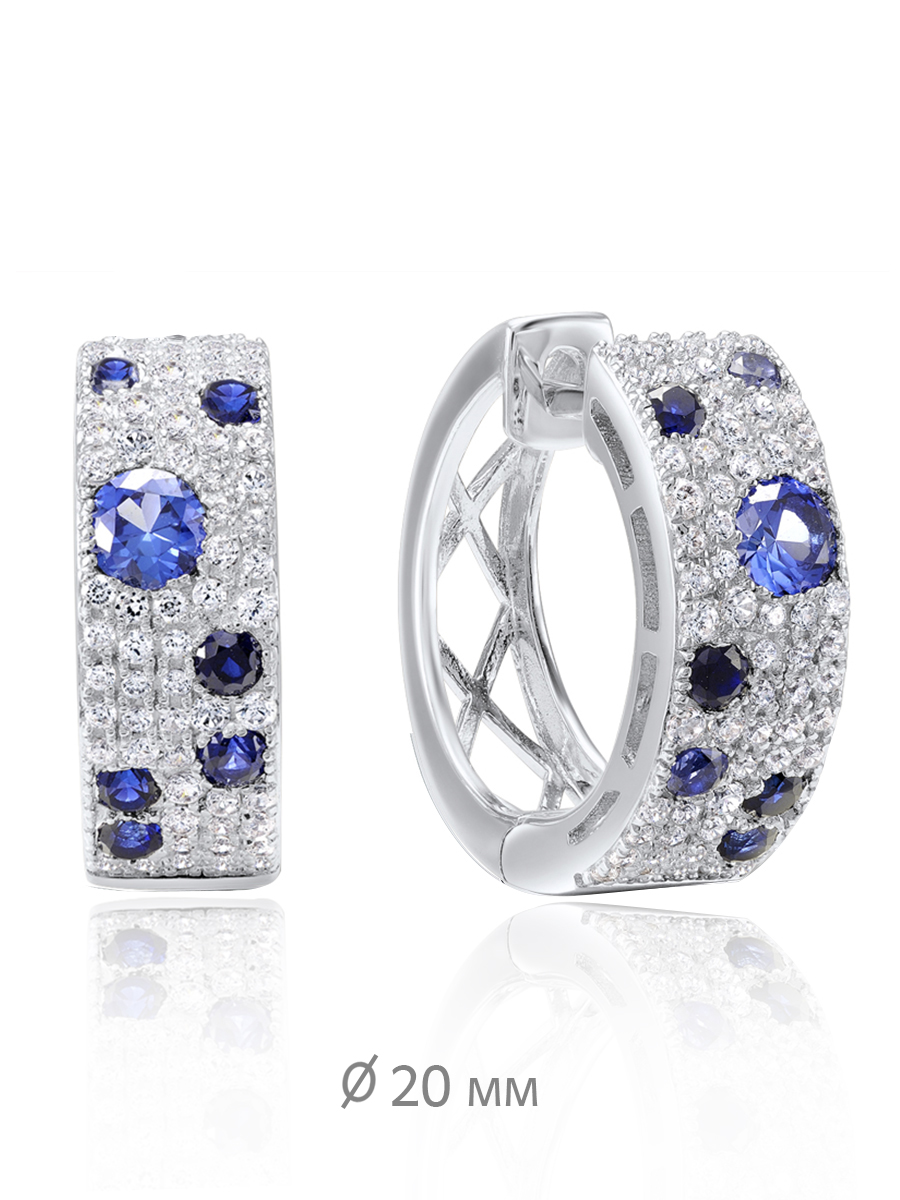 

Серьги конго из серебра VALTERA 091518, сапфир искусственный/циркон, 091518