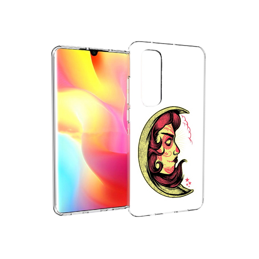 

Чехол MyPads Tocco для Xiaomi Mi Note 10 Lite желтый полумесяц с лицом девушки, Прозрачный, Tocco