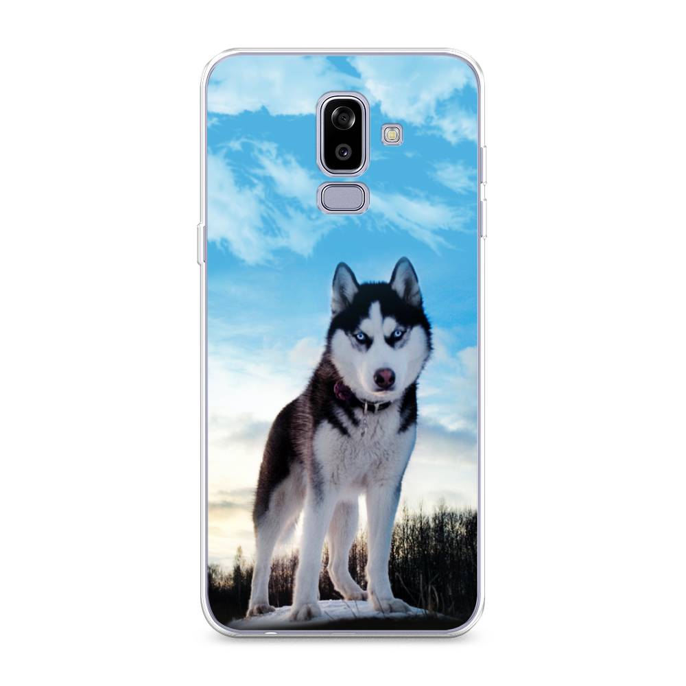 

Чехол Awog на Samsung Galaxy J8 "Хаски 3", Белый;черный;голубой, 26550-2