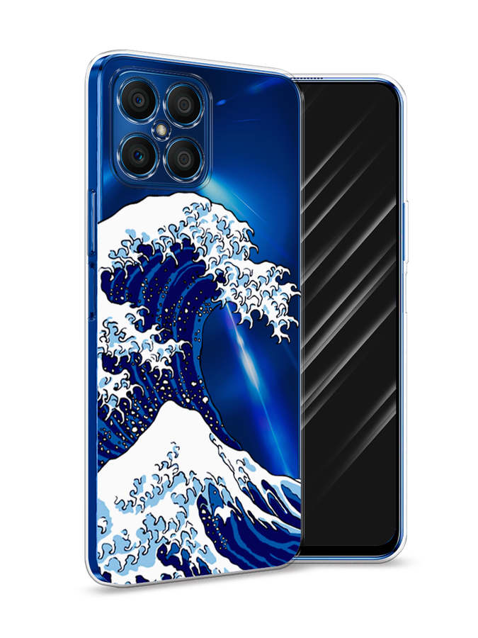 

Чехол Awog на Honor X8 "Волна в Канагаве", Синий;белый, 6107650-4