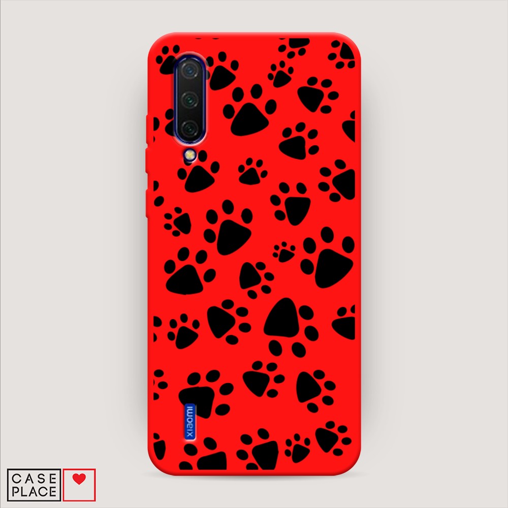 фото Матовый силиконовый чехол "лапки черные" на xiaomi mi 9 lite awog