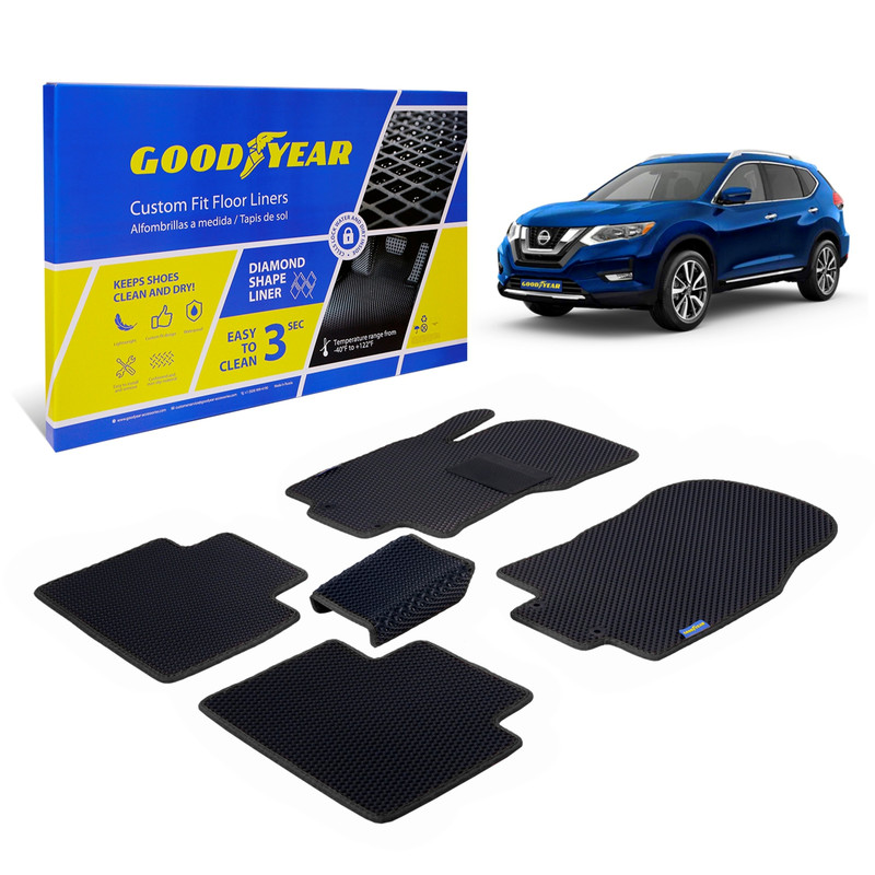 фото Ковры салона goodyear для nissan x-trail iii 2013-2021 г.в., 5 шт., черный