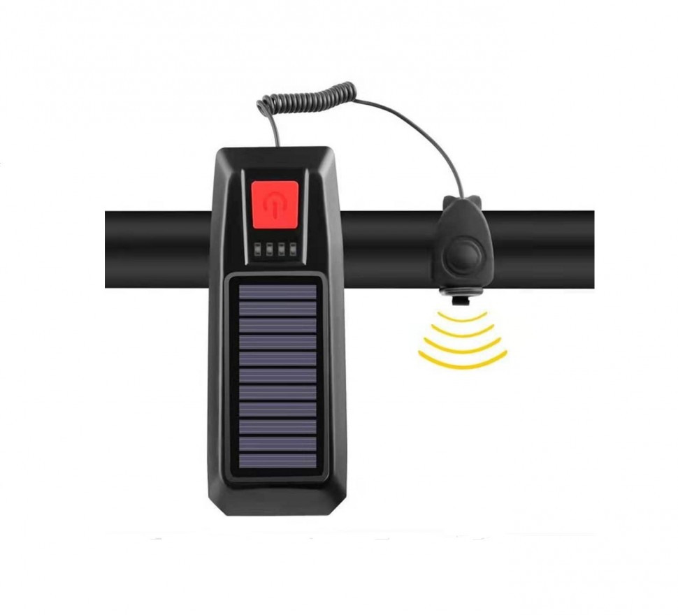 фото Фонарь для велосипеда с солнечной батареей и клаксоном ly-17 nobrand