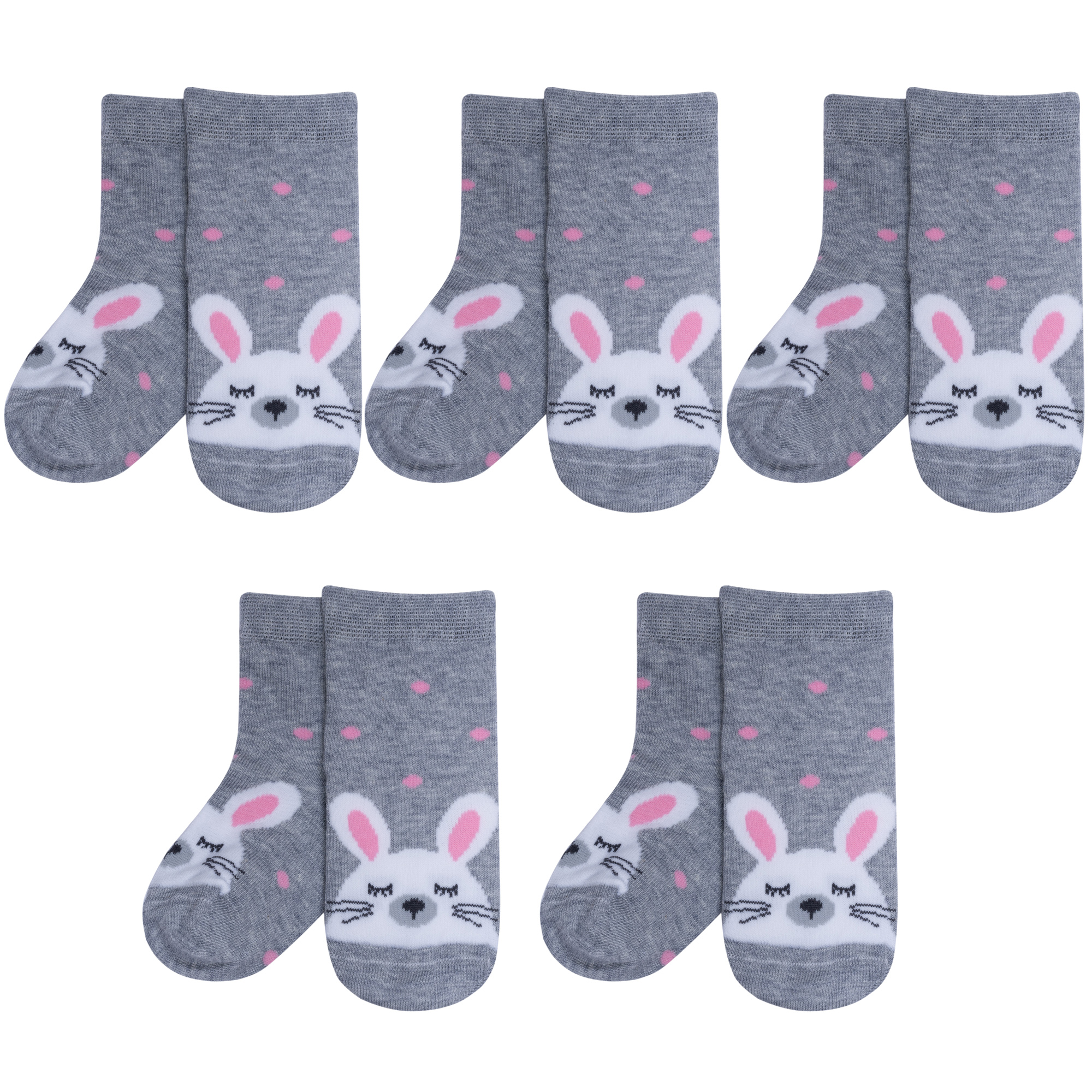 

Носки для девочек Rusocks 5-Д-31359 серый; белый; розовый 20-22, 5-Д-31359