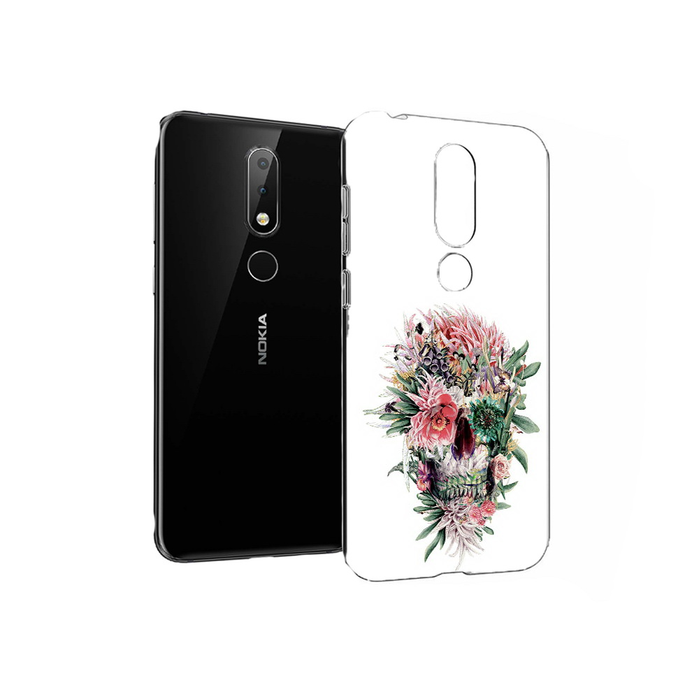 

Чехол MyPads Tocco для Nokia X6 череп из цветов (PT115295.99.677), Прозрачный, Tocco