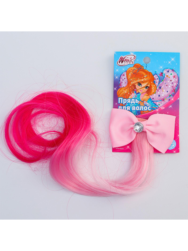 Прядь для волос бант со стразой Цв: Розовый бант звезда 14 розовый металлик