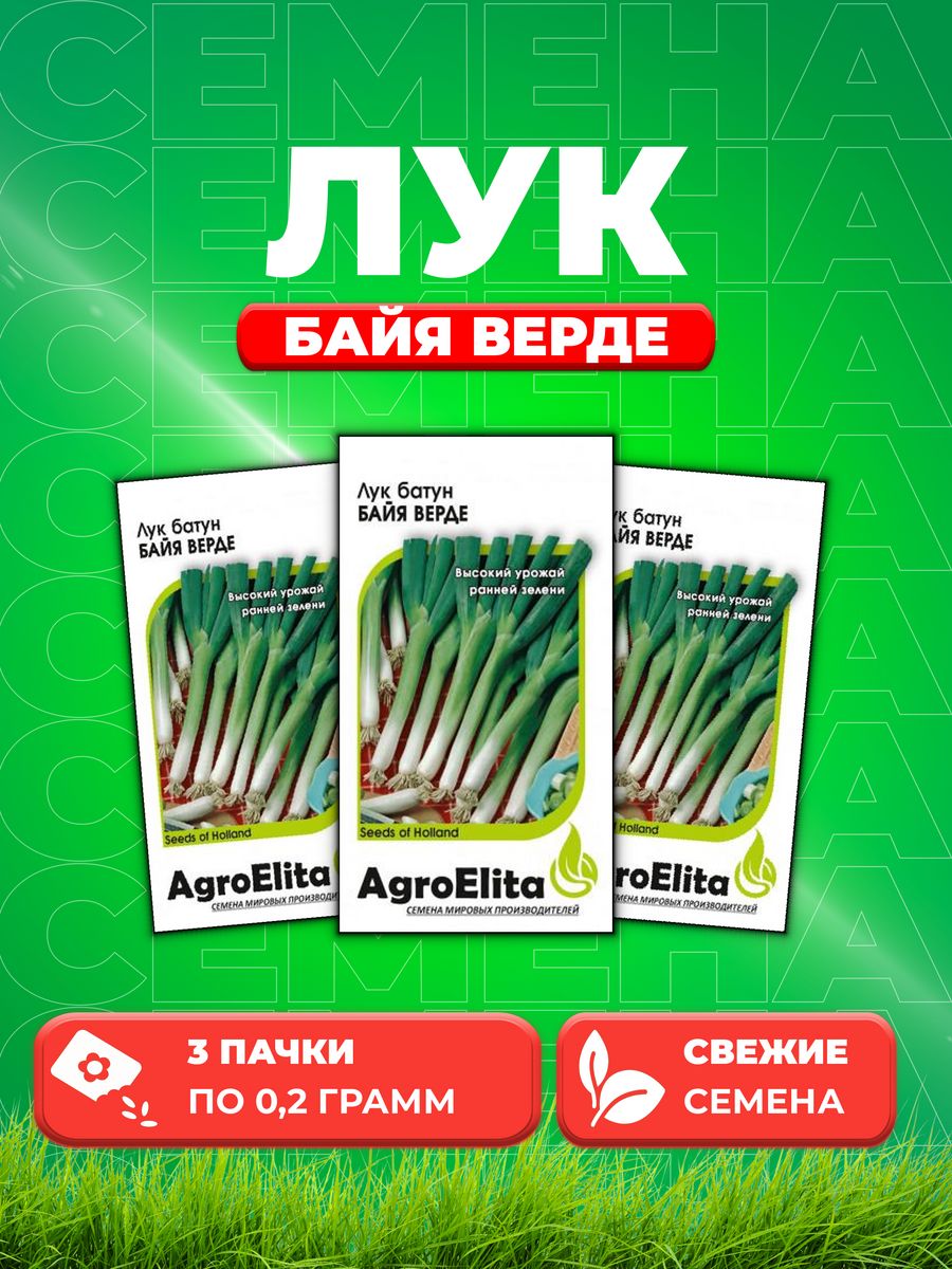 Семена Лук батун Байя Верде, 0,2г, AgroElita, Seminis3уп