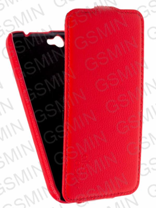 Кожаный чехол для Fly IQ 459 Evo Chic 2 Aksberry Protective Flip Case (Красный)