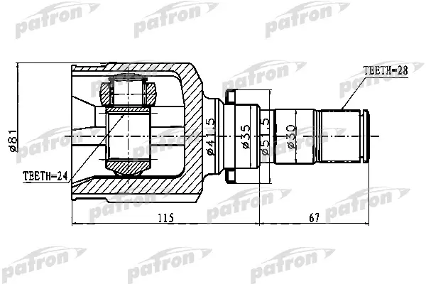 

ШРУС внутренний левый 28X35X24 MAZDA 3 BK 03-08 PATRON PCV1747