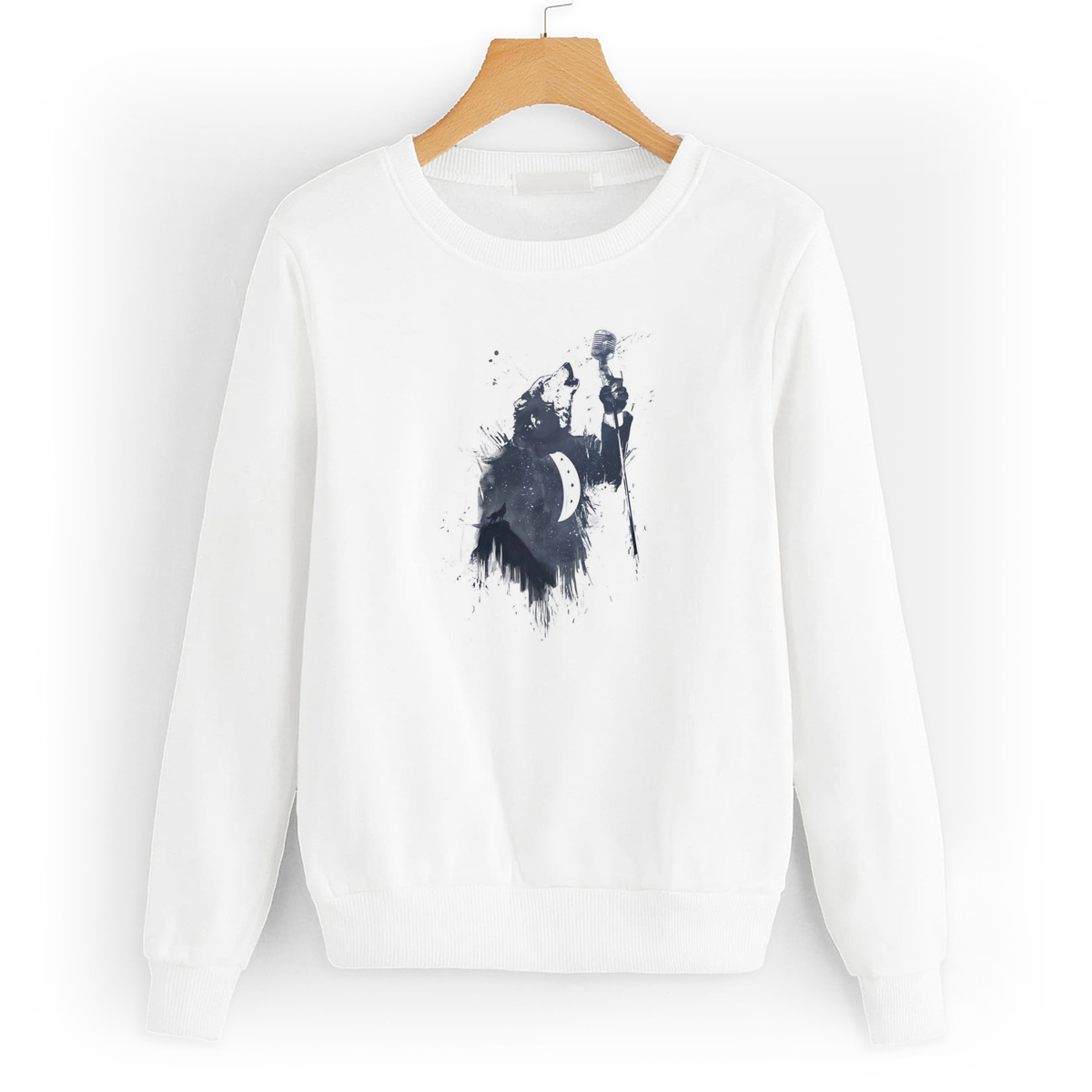 

Свитшот белый CoolPodarok Волк воет в микрофон, 6W015690