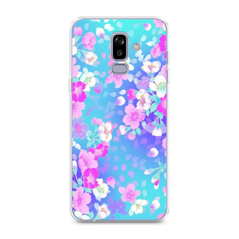 

Чехол Awog на Samsung Galaxy J8 "Яблоневые цветы", Голубой;розовый;белый, 26550-8