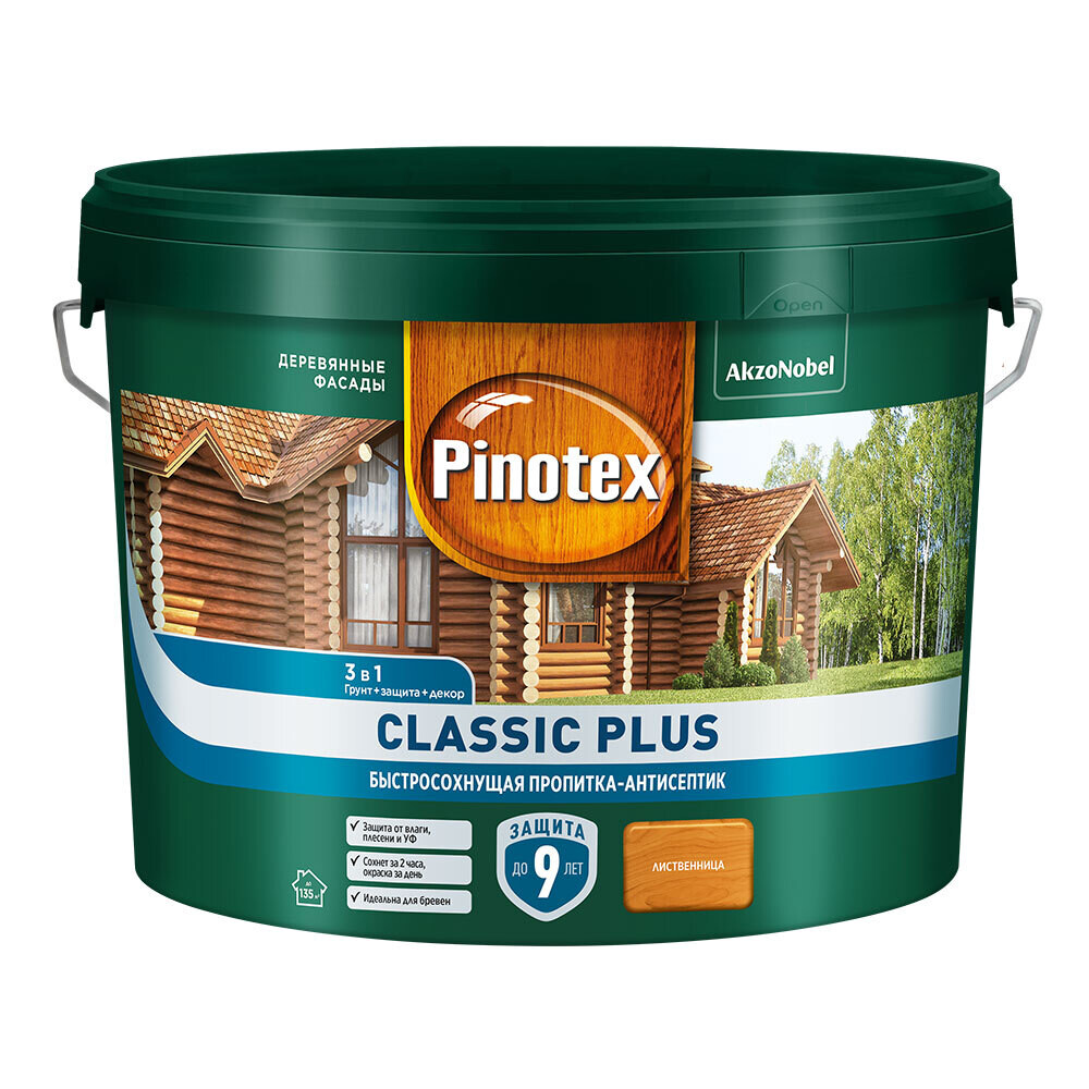 Антисептик Pinotex Classic Plus лиственница 9 л