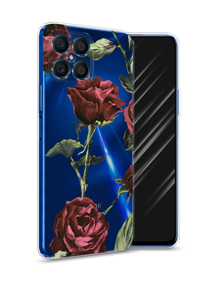 

Чехол Awog на Honor X8 "Бордовые розы фон", Красный, 6107650-8