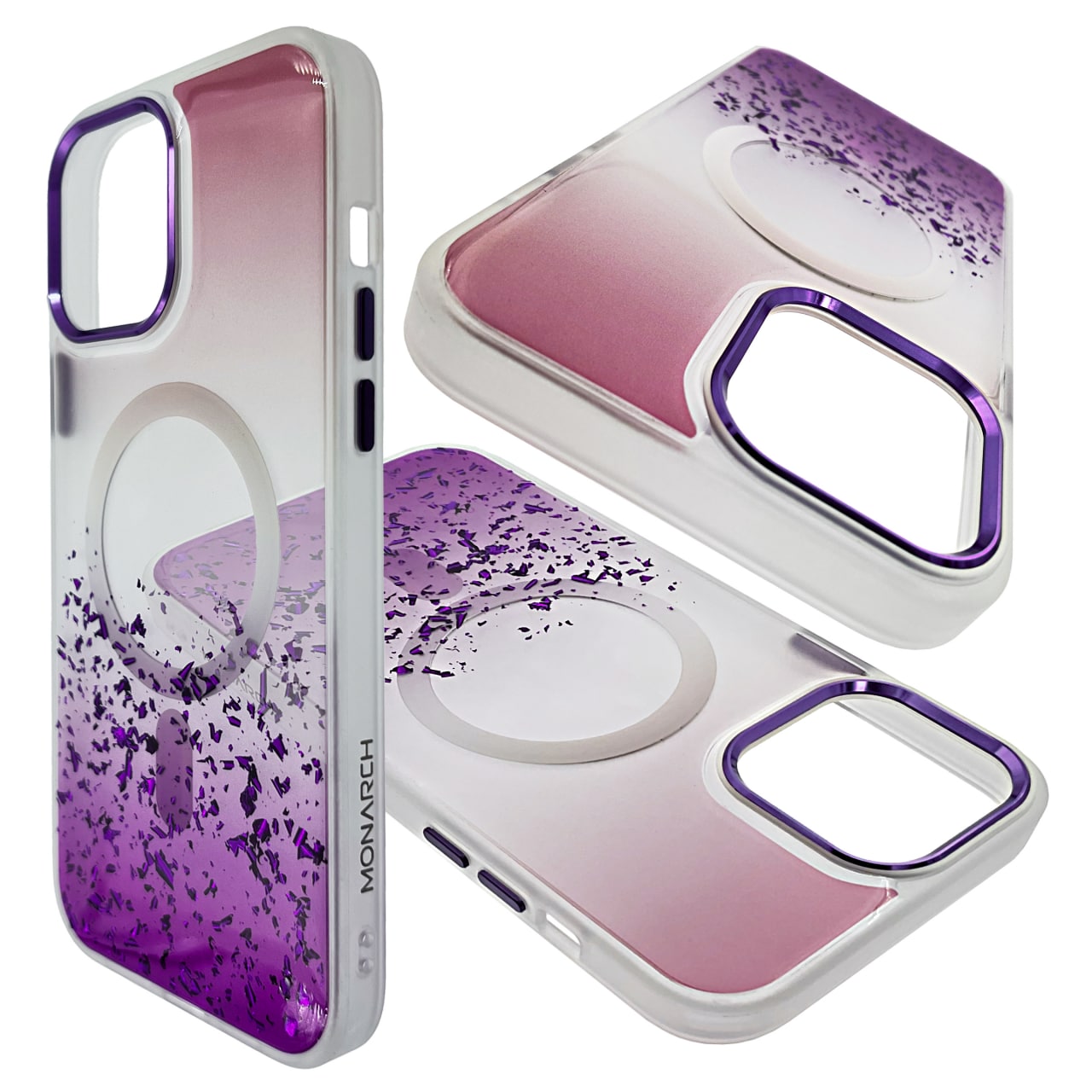 Чехол Monarch для iPhone 12 Pro Max QVCS-MON-SD-12PROMAX-VT белый с фиолетовым