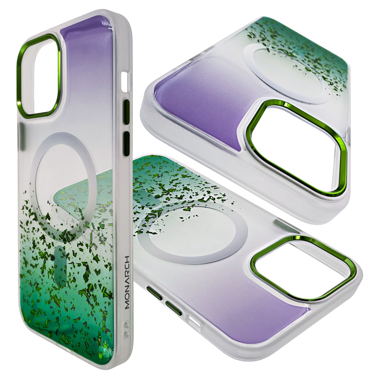 

Чехол Monarch для iPhone 12 QVCS-MON-SD-12-GN белый с зеленым, Зеленый, MON-SD-12