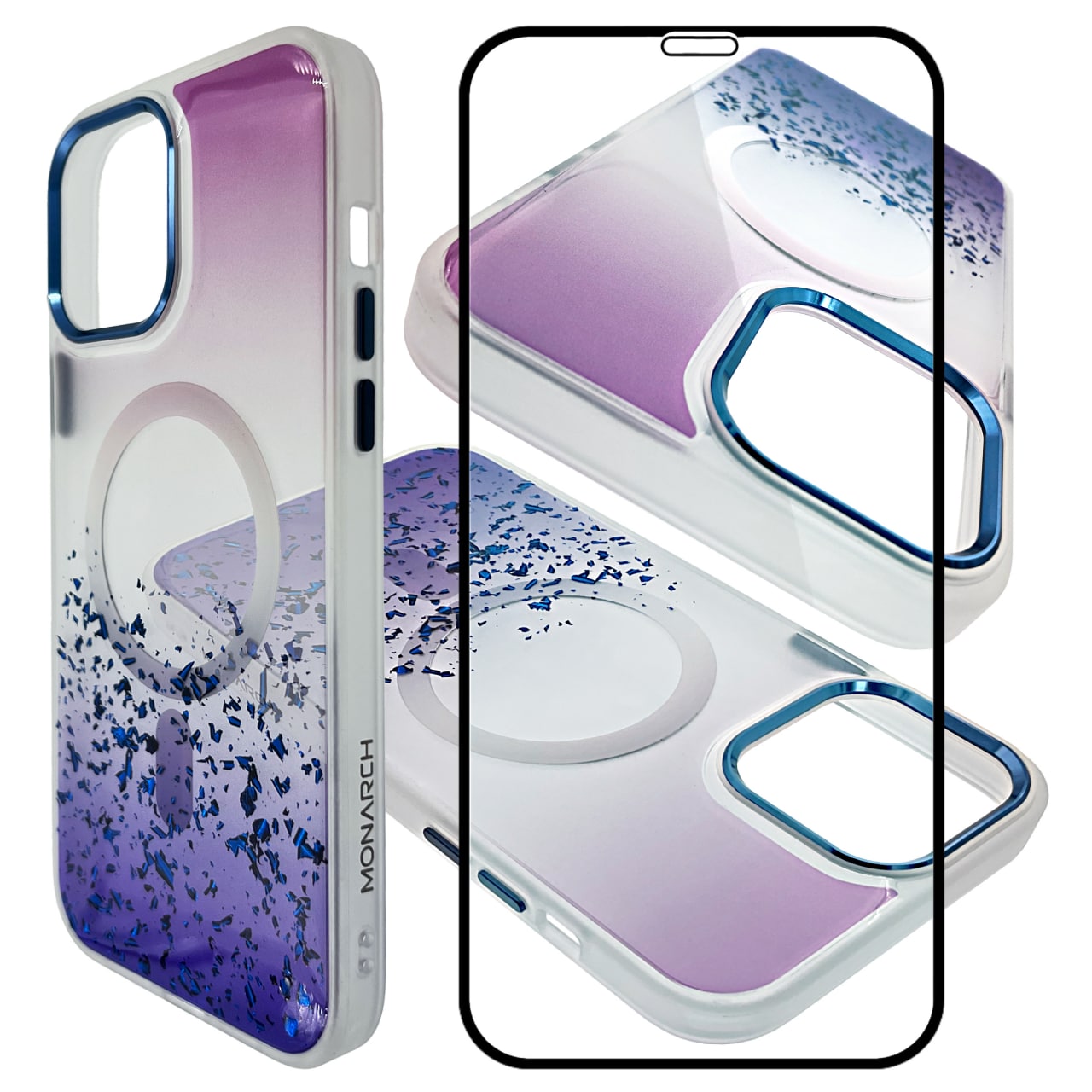 

Чехол Monarch для iPhone 13 Pro Max QVCSGS-MON-SD-13PROMAX-BL белый с синим, Синий, MON-SD-13PROMAX