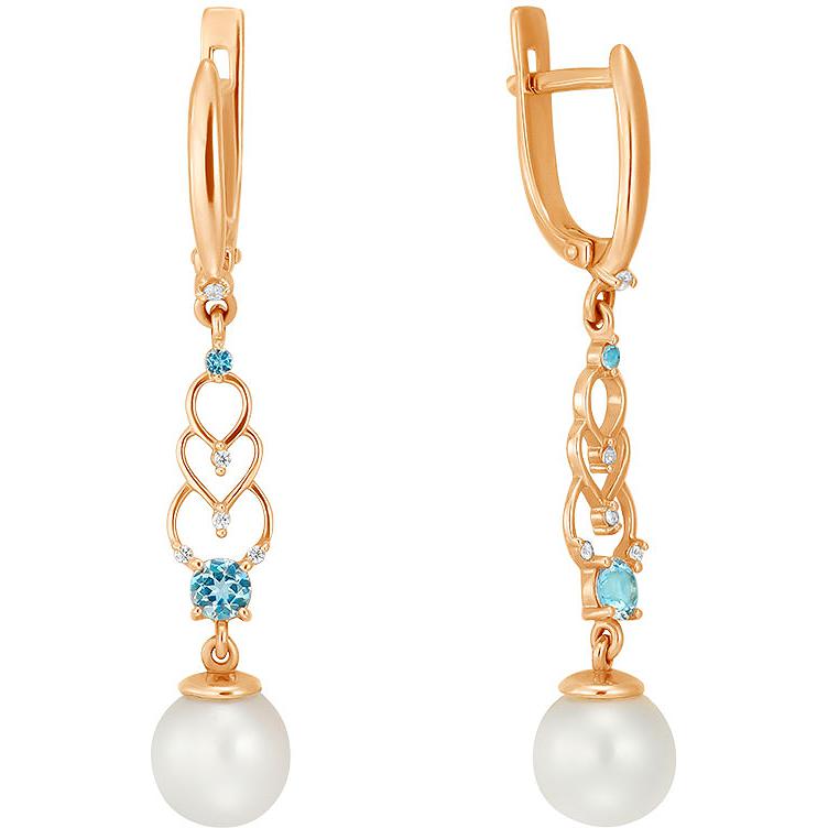 

Серьги женские из золота ALORIS 1704ЖТКц, жемчуг/фианит/топаз, 1704ЖТКц