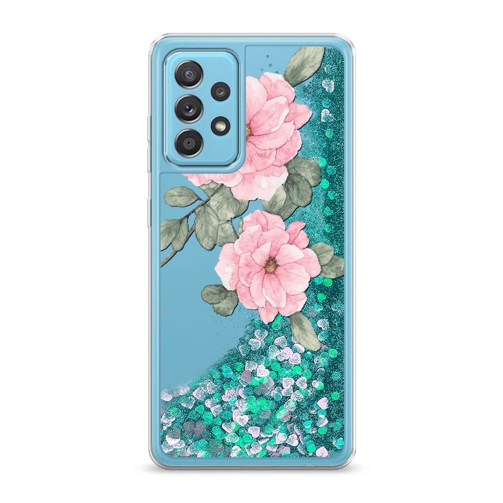 

Жидкий чехол с блестками "Акварельные розовые цветы" на Samsung Galaxy A52, 2102495-1