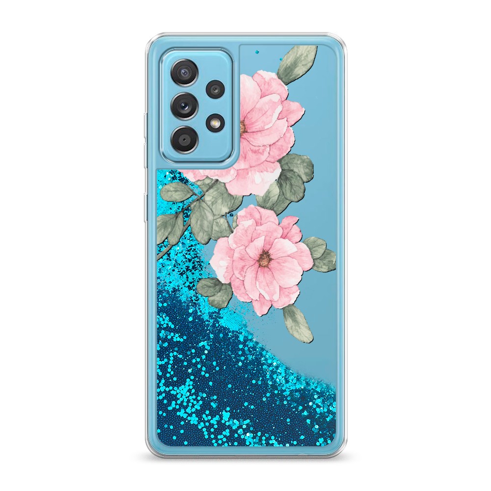 фото Жидкий чехол с блестками "акварельные розовые цветы" на samsung galaxy a52 awog