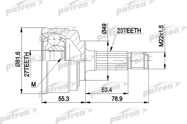 

ШРУС наружн к-кт 23x49x27 HONDA: CIVIC 1.3 84-92 PATRON PCV1086