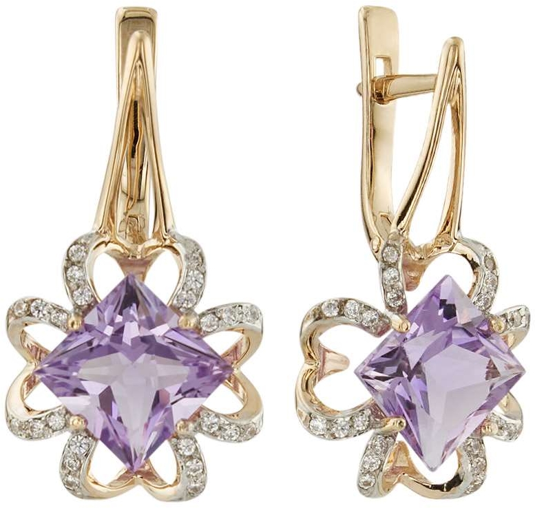 

Серьги женские из золота ALORIS 1443АКц, фианит/аметист, 1443АКц